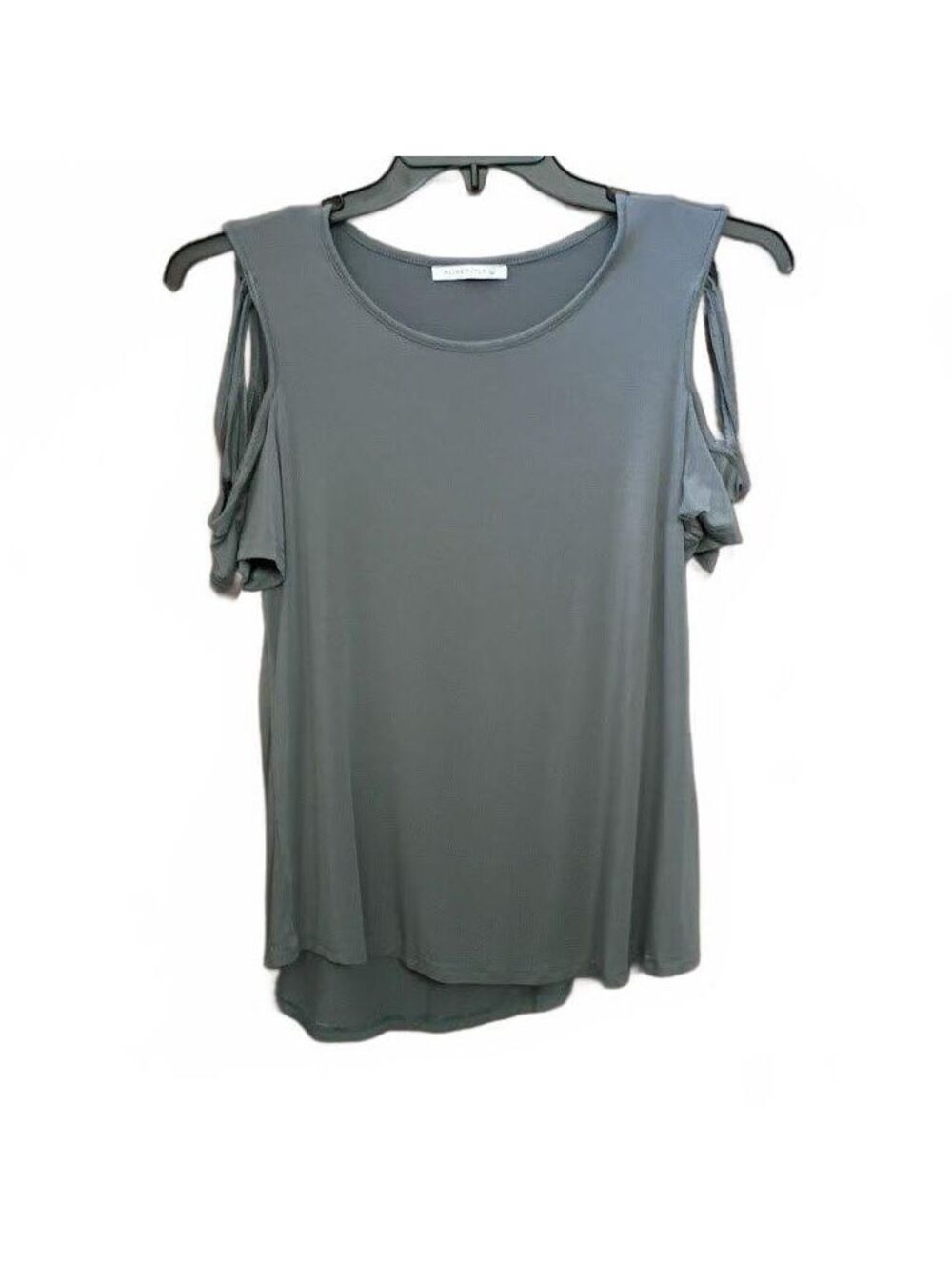 Adreamly Gray Cold Shoulder Top Size L